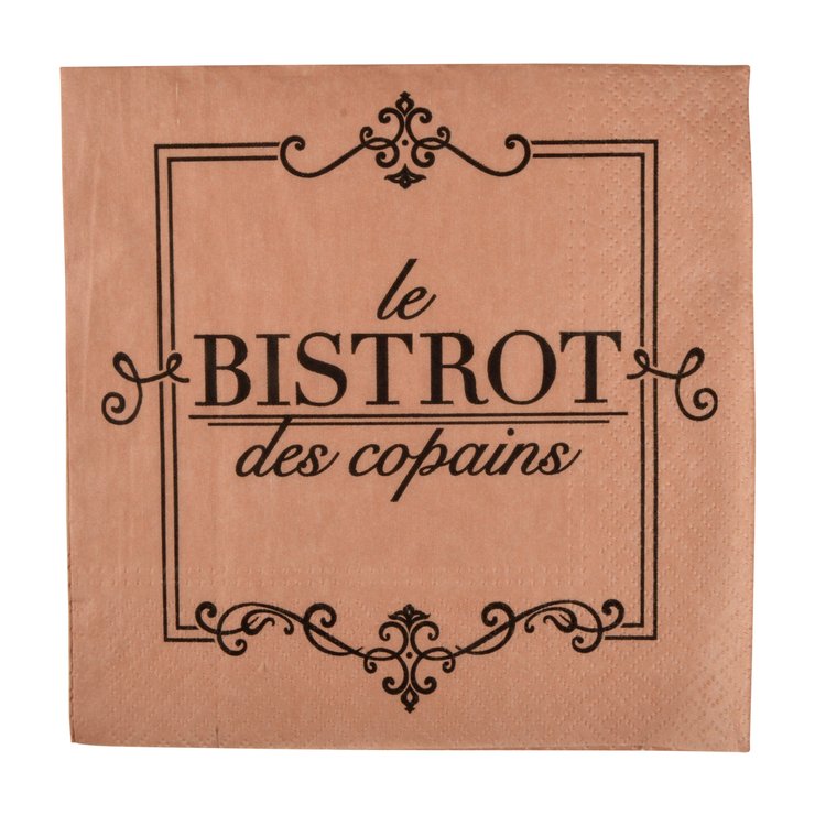 SET 20 SERVIETTES PAPIER 3 PLIS 33X33CM BISTROT