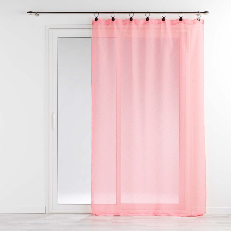 PANNEAU ANNEAUX 140X240CM VOILE TISSE LINKA CORAIL