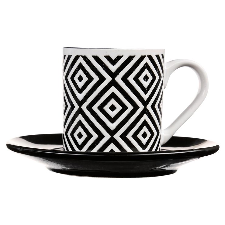 TASSE A CAFE AVEC SOUCOUPE GEOMETRIQUE