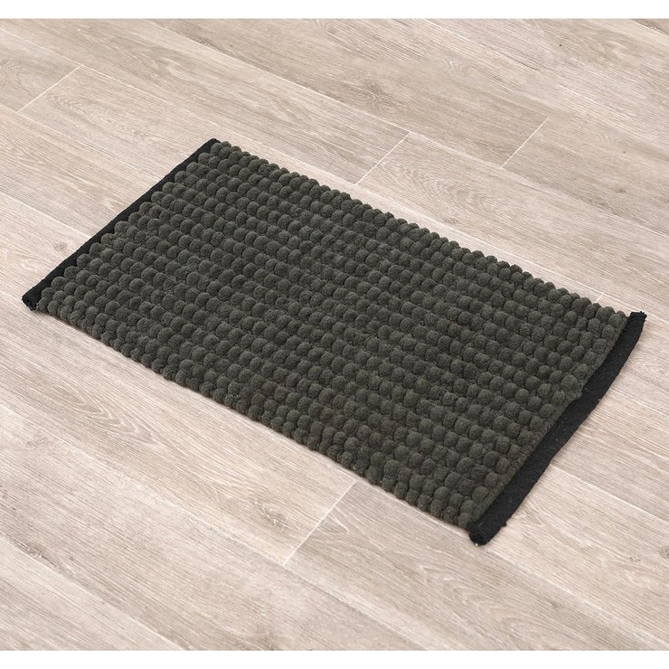 TAPIS POLYESTER COTON BICOLORE 45X75CM KAKI NOIR