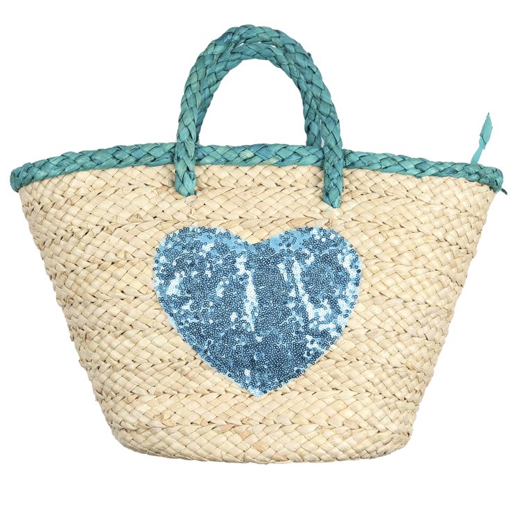 SAC DE PLAGE COEUR BLEU L48XH28CM