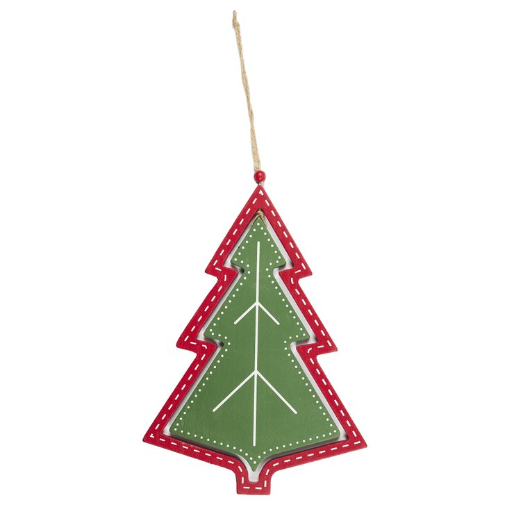 SUSPENSION SAPIN VERT ROUGE H41CM
