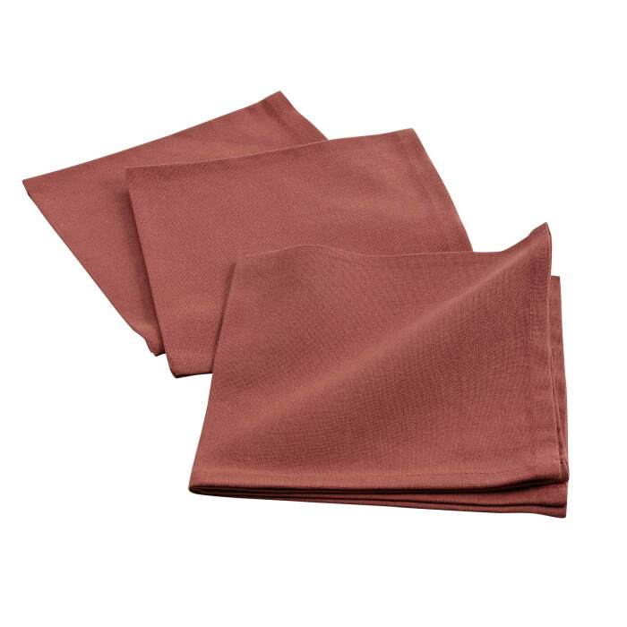 3 SERVIETTES DE TABLE 40X40 CM COTON UNI INITIA TERRACOTTA
