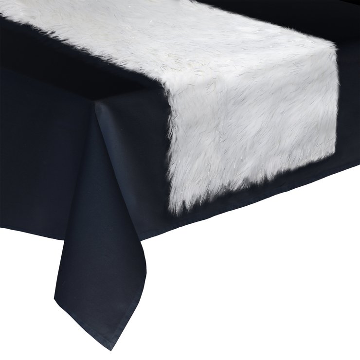 CHEMIN DE TABLE FOURRURE PAILLETTE BLANC 45X150CM