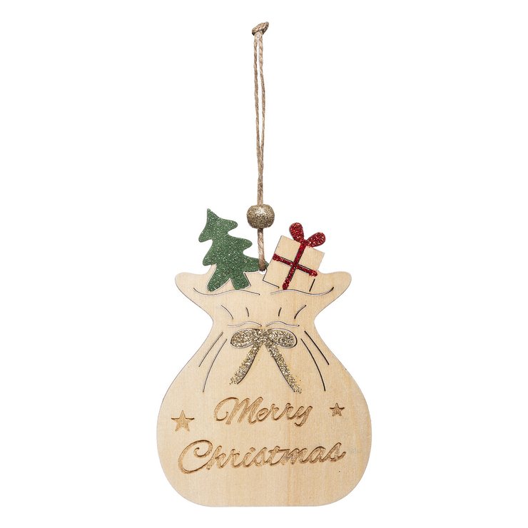 SUSPENSION BOIS HOTTE PERE NOEL 11CM