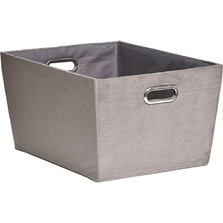 PANIERE DRESSING VELOURS D.24X45X35CM TAUPE