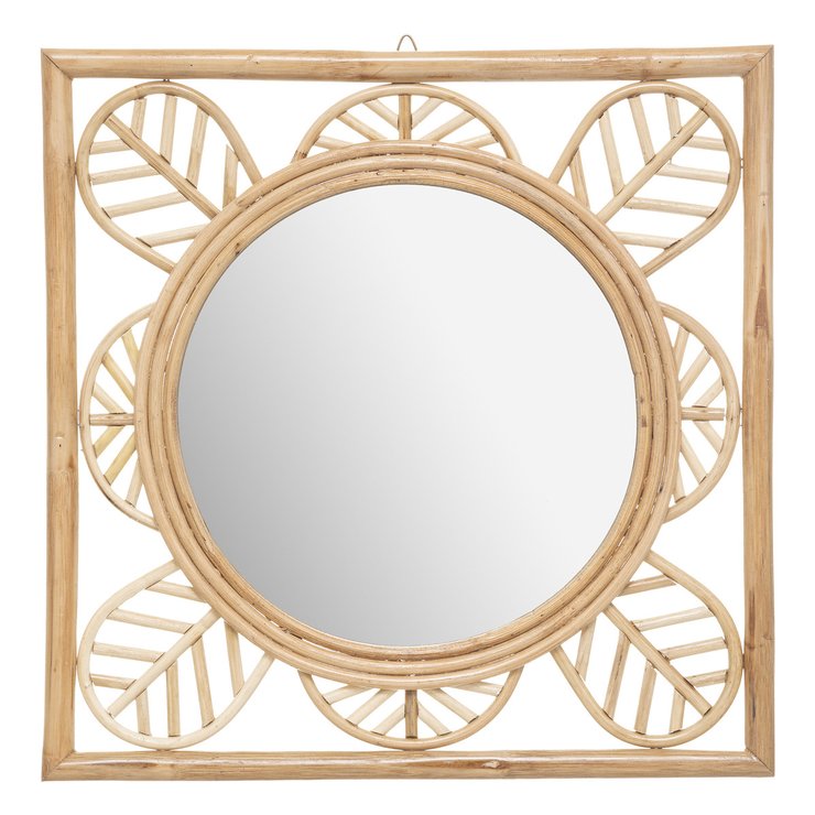 MIROIR ROTIN FLEUR AONI 52X52CM