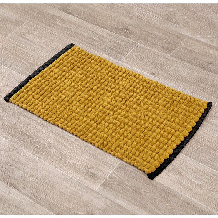 TAPIS POLYESTER COTON BICOLORE 45X75CM OCRE NOIR