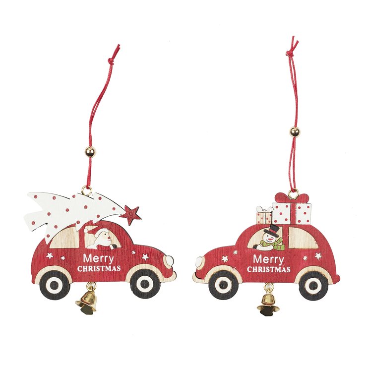 SUSPENSION VOITURE ROUGE EN BOIS