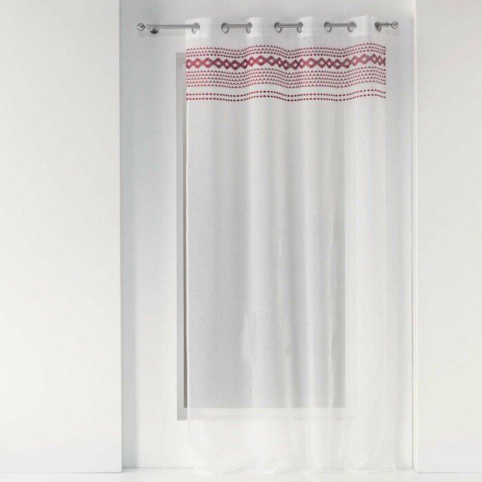 PANNEAU A OEILLETS 140X240CM VOILE SABLE BRODE VALY BRIQUE