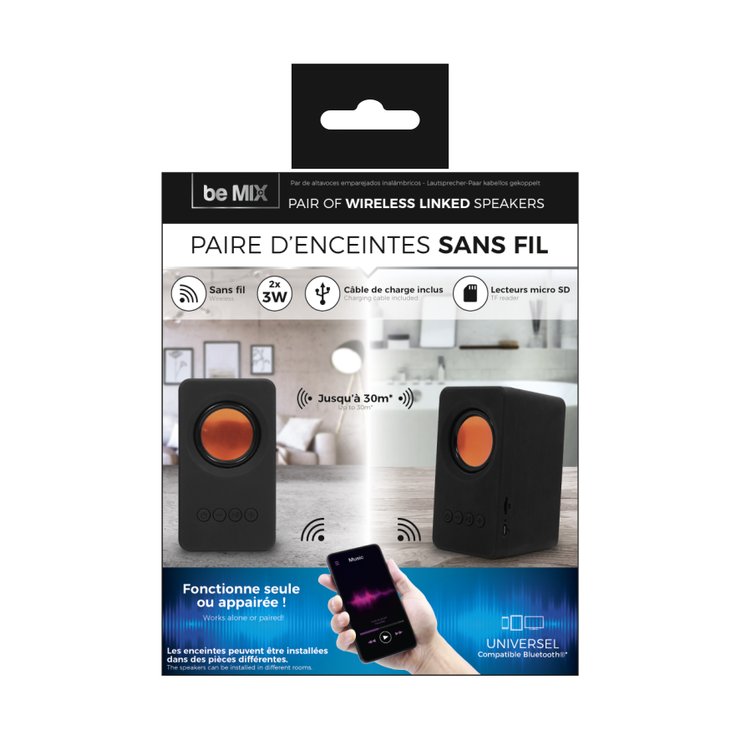PAIRE ENCEINTES APPAIREES SANS FIL