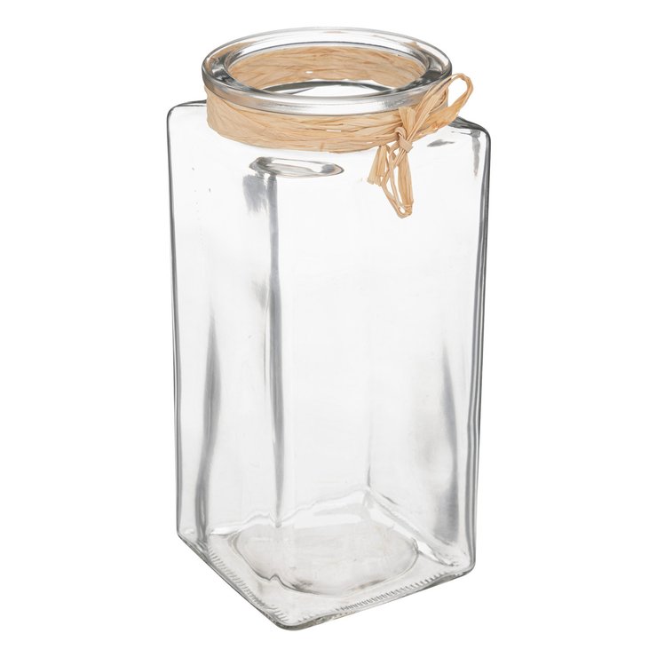 VASE VERRE RAPHIA H.22.5CM