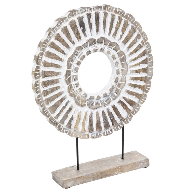 OBJET DECO BOIS ROND H.43CM