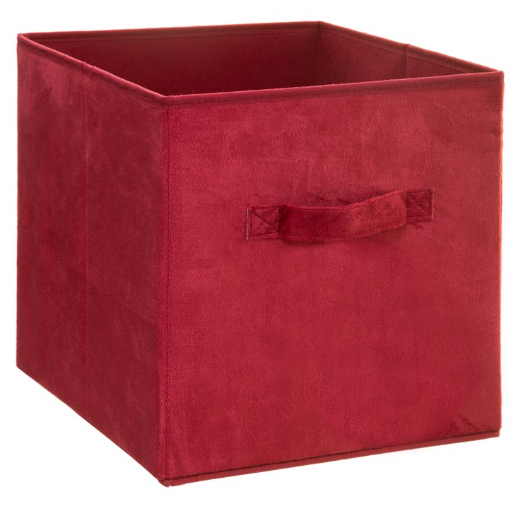 BOITE RANGEMENT VELOURS ROUGE 31X31CM