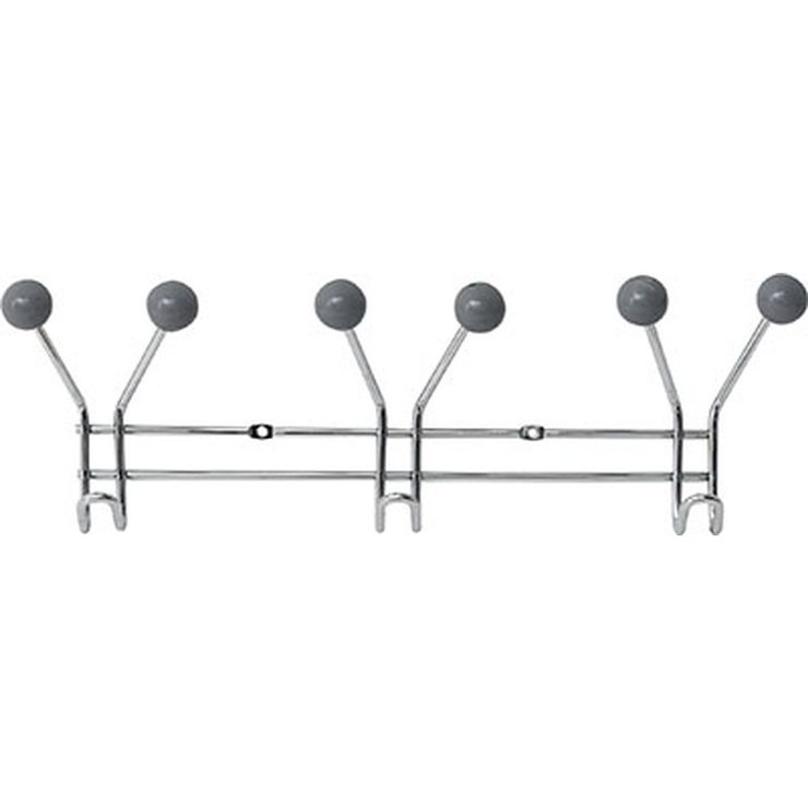 PATERE METAL 3 CROCHETS A FIXER DECORATION RESINE GRISE CHRO