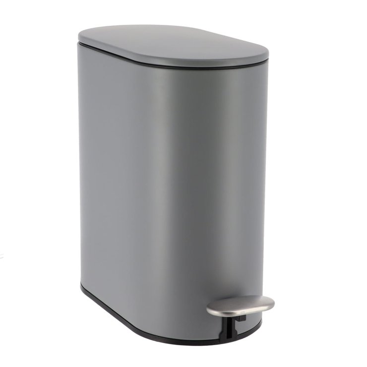 POUBELLE METAL OVALE 5L PEDALE GRIS