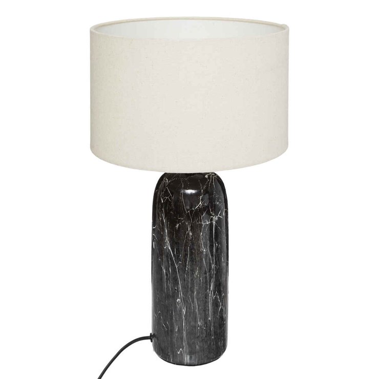 LAMPE CYLINDRE CERAMIQUE MAPU NOIR BLANC H.48CM