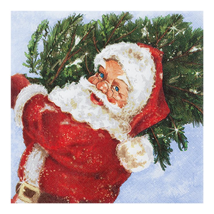 SET 20 SERVIETTES 3 PLIS 33X33CM PERE NOEL