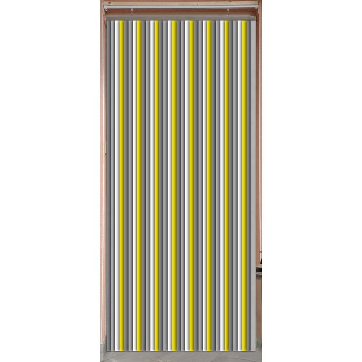 RIDEAU DE PORTE PLASTIQUE 90X220 CM GRIS BLANC JAUNE