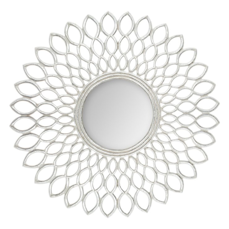 MIROIR FLEUR ARGENTE D.90CM