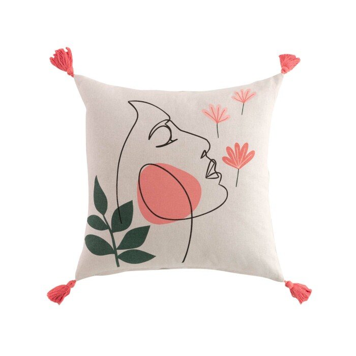 COUSSIN DEHOUSSABLE POMPONS 45X45CM COTON IMP MARISOL