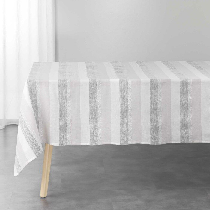 NAPPE 140X240CM COTON METALLISE ELDORA NATUREL ARGENT