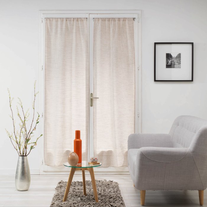 PAIRE DROITE PASSE TRINGLE 2X70X200CM MILZA BEIGE
