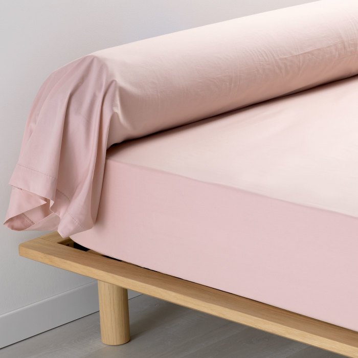 TAIE DE TRAVERSIN 85 X 185 CM PERCALE UNI 78 FILS ROSE
