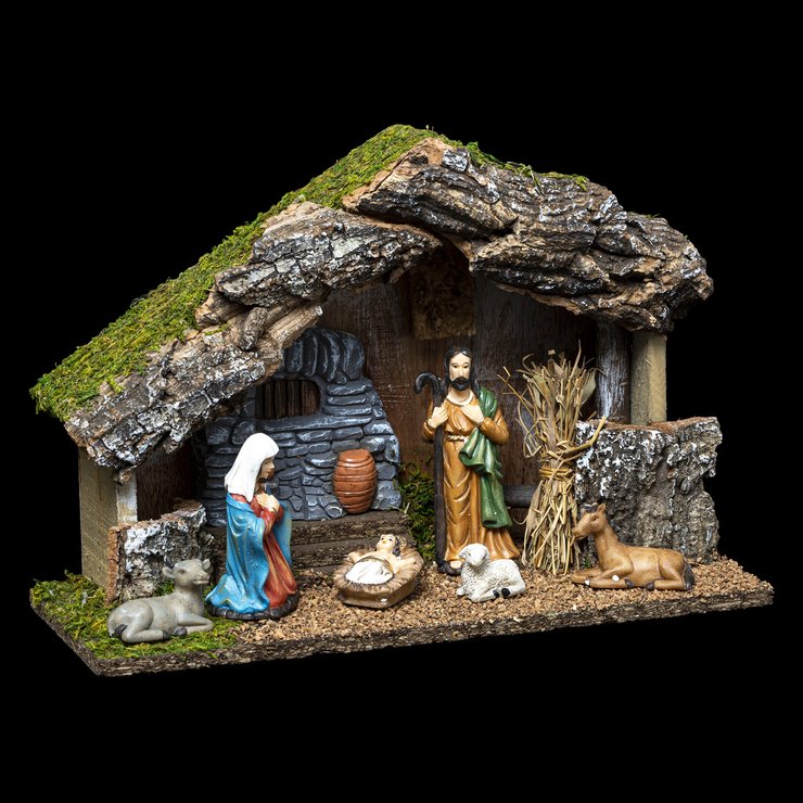 CRECHE DE NOEL 6 SANTONS RESINE H.20CM
