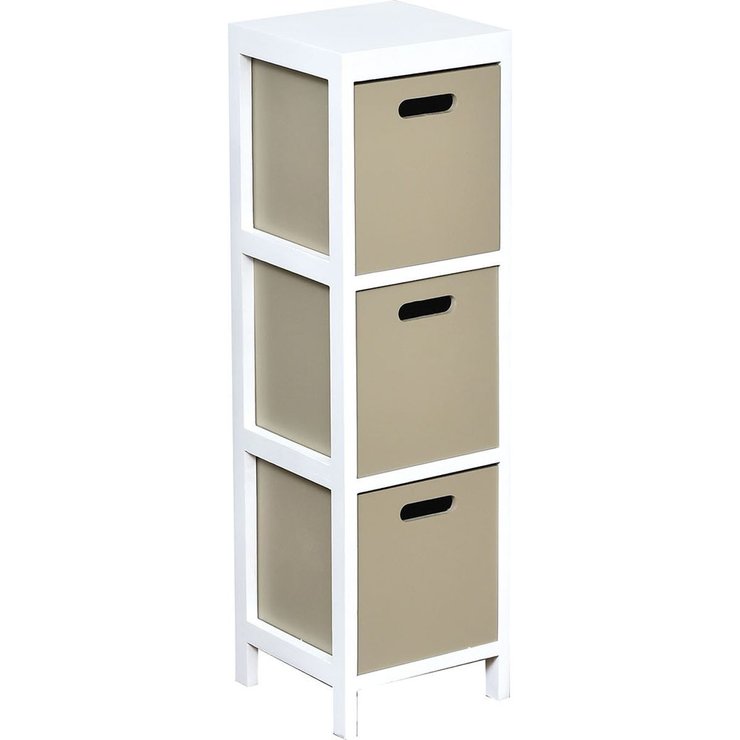 MEUBLE MDF PAULOWNIA PM 3 TIROIRS BLANC TAUPE
