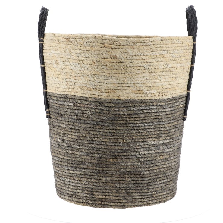PANIERE A LINGE MAIS NATUREL GRIS 42X48CM