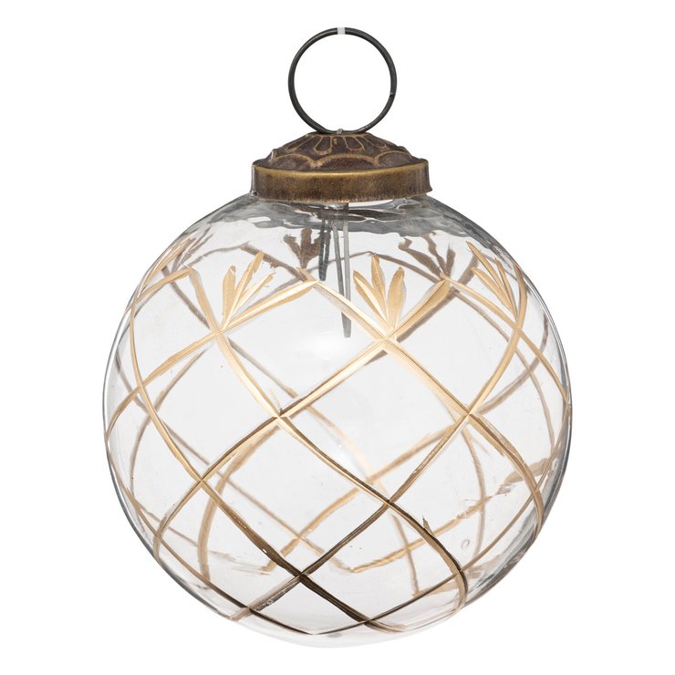 BOULE DE NOEL VERRE CROISILLON OR 8CM