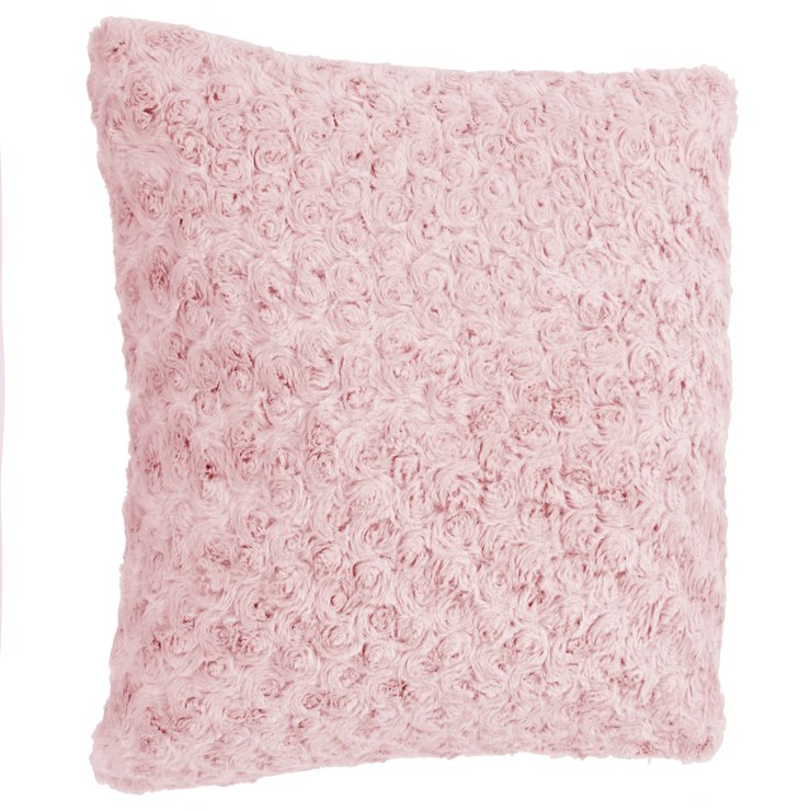 COUSSIN FOURRURE BOUCLEE ROSE 45X45CM