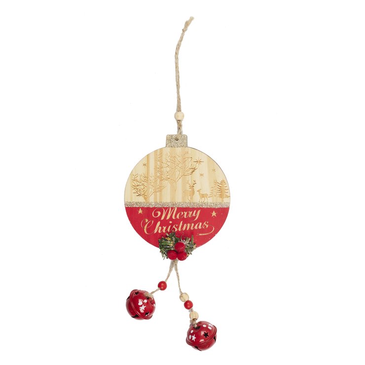 SUSPENSION RONDE AVEC SCENE BOIS ROUGE