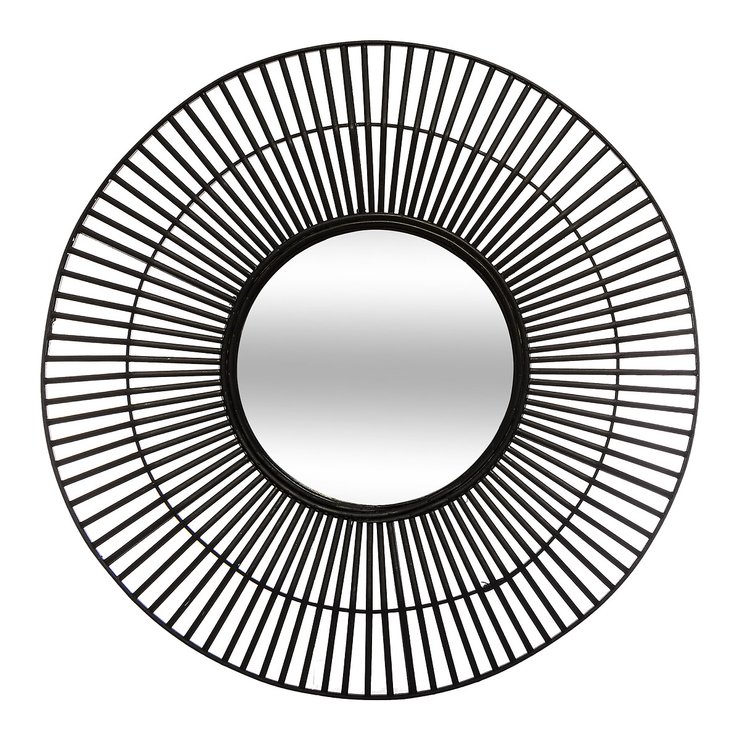 MIROIR ROTIN NOIR D.77CM