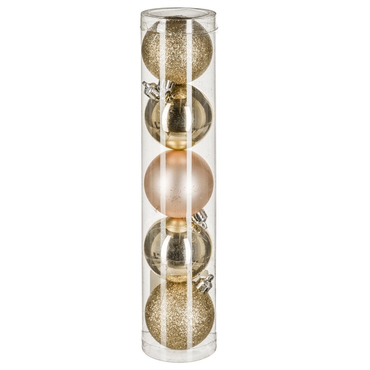 BOULE DE NOEL 50MM X5 PIECES OR