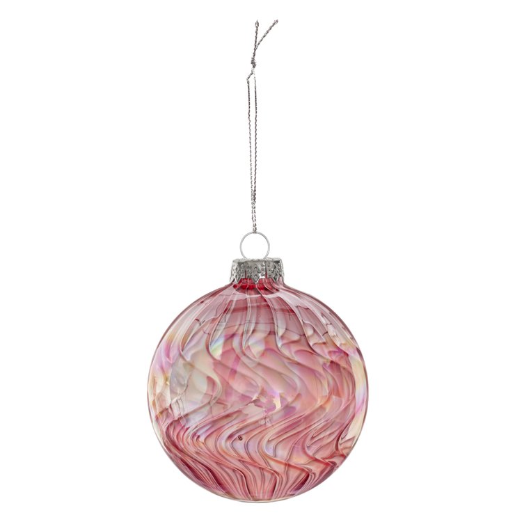 BOULE EN VERRE ROUGE IRISEE 8CM