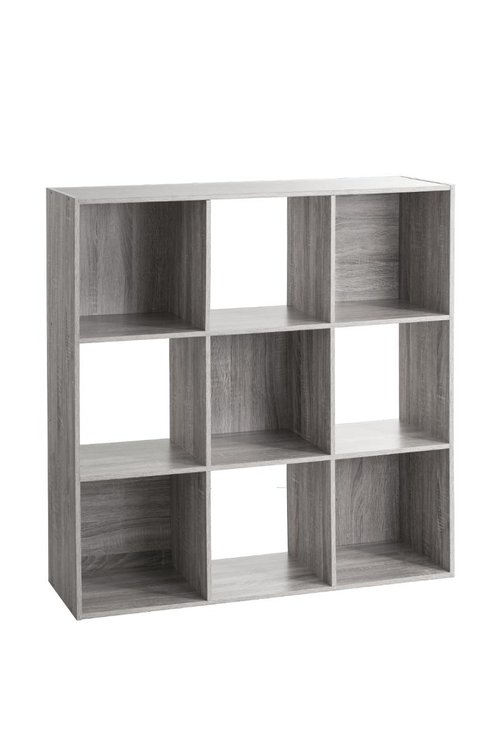 ETAGERE BOIS 9 CASES MIX GRIS