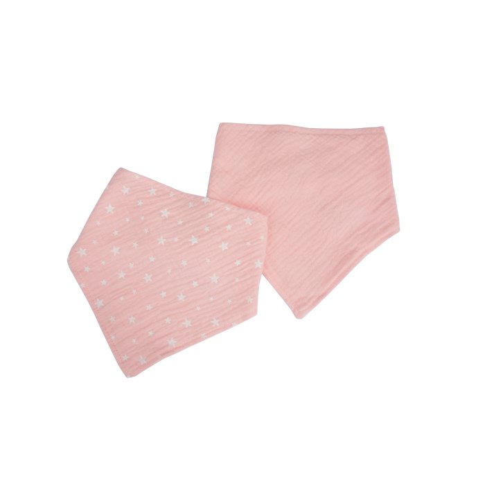 LOT 2 BAVOIRS BANDANA GAZE DE COTON 16X41CM ROSE