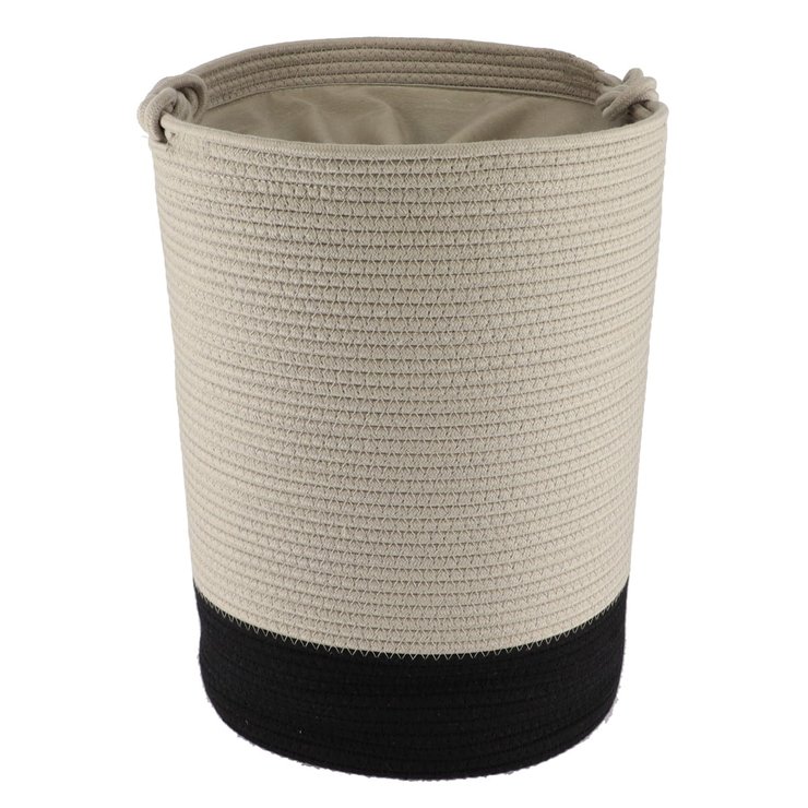 PANIERE LINGE PETIT MODELE COTON 45X33.5CM FICELLE NOIR