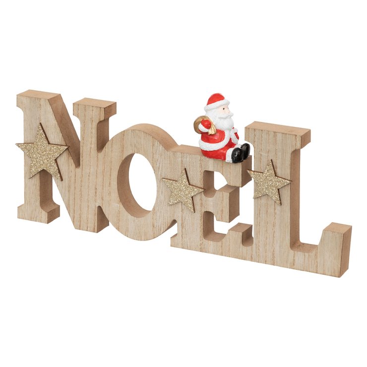 MOT BOIS NOEL AVEC PERE NOEL L.30CM