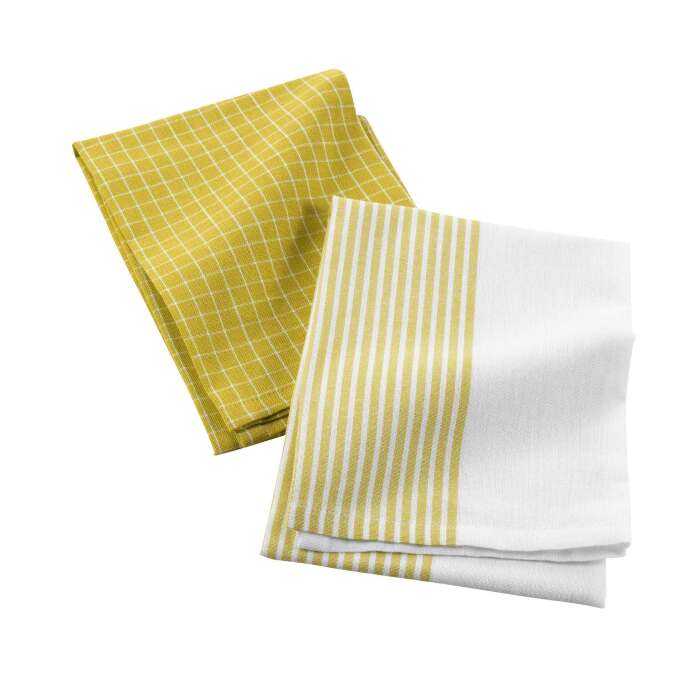 2 TORCHONS 50X70CM COTON TISSE CHEF EN CUISINE JAUNE