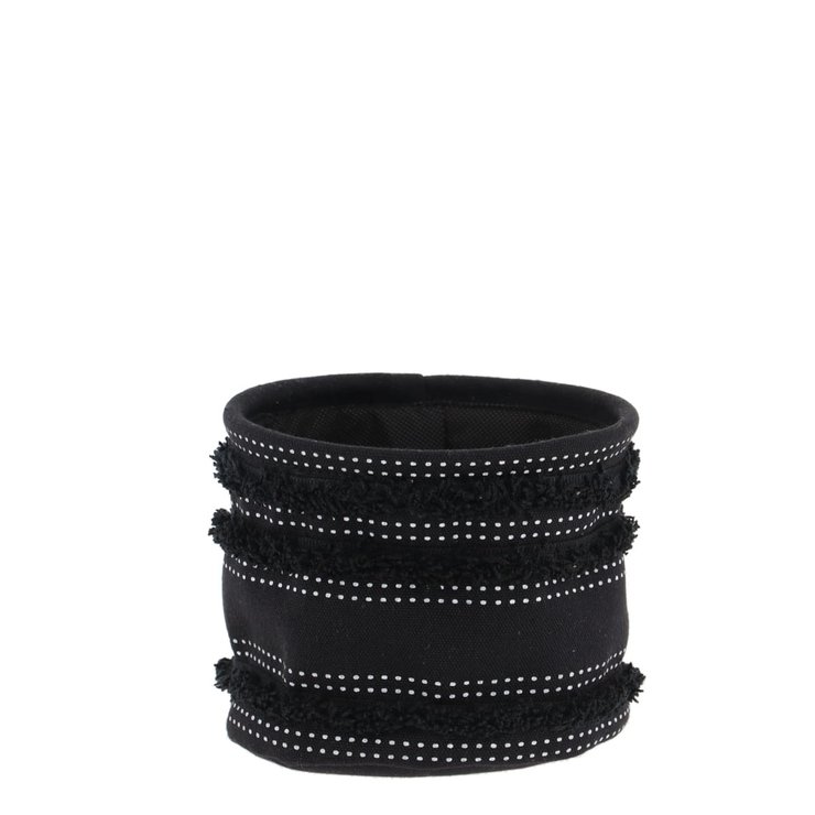 PANIER COTON IMPRIME DECO FRANGES NOIR 15X12CM