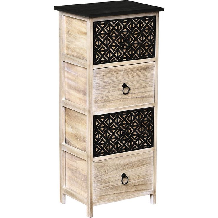 MEUBLE MDF PAULOWNIA NATUREL 4 TIROIRS POIGNEES METAL RONDE