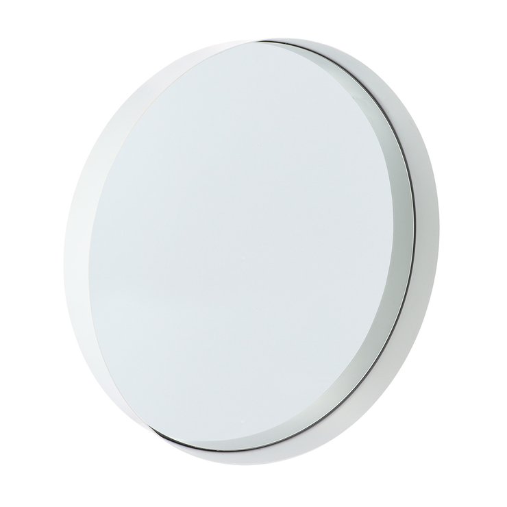 MIROIR ROND METAL AVEC BORDURE D.40CM A FIXER BLANC