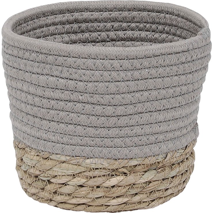 PANIER ROND COTON MATIERE VEGETALE TAUPE NATUREL D.17X14CM