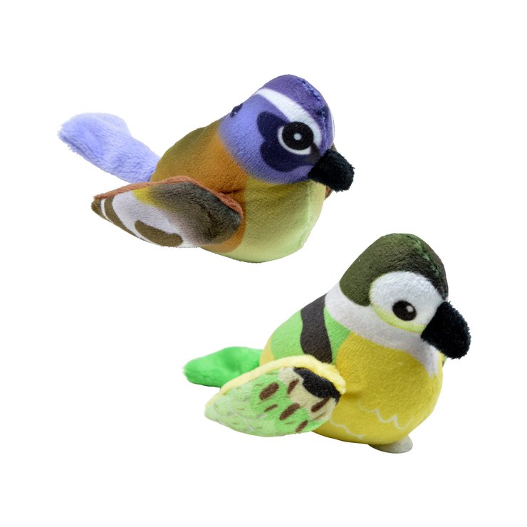 JOUET PELUCHE OISEAU AVEC PAPIER BRUISSANT 6X12CM