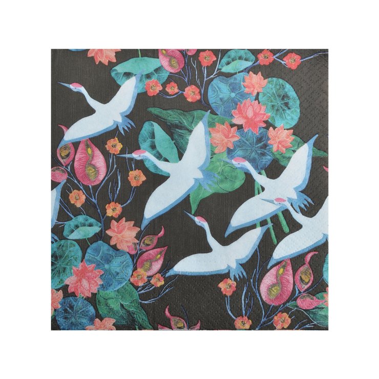 SET 20 SERVIETTES PAPIER 3 PLIS 33X33CM ENVOL GRUES BLANCHES