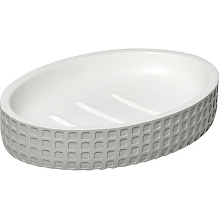 PORTE SAVON POLYRESINE OVAL MOTIF CARRE VERT SAUGE