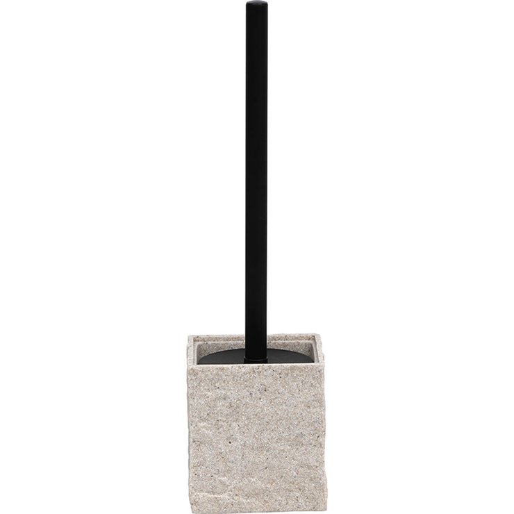 BROSSE WC POLYRESINE CARREE TIGE NOIRE MAT NATUREL